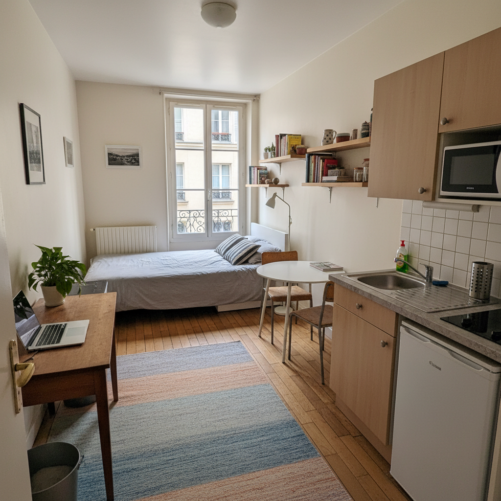 Location appartement à Paris 75013 Butte aux cailles : louez un deux pièces bien isolé, cuisine intégrée, idéal pour colocation étudiante