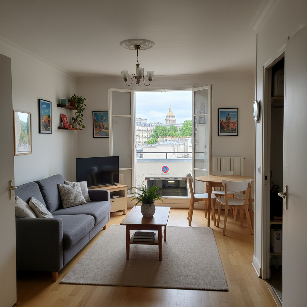 Location appartement à Paris 75005 quartier Monge : studio à louer meublé, comprenant lave-linge et rangements intégrés, métro direct